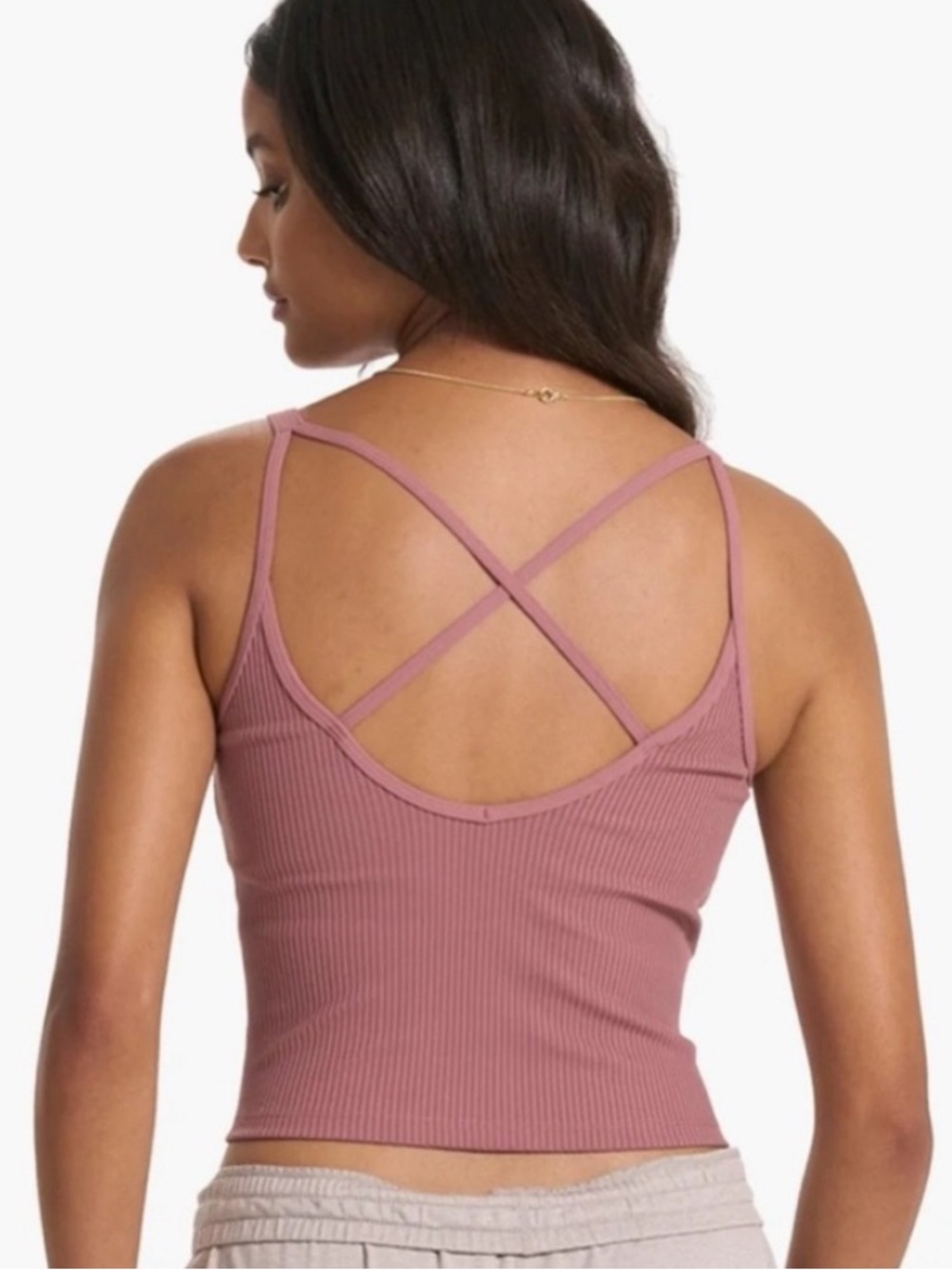 VUORI RIB strappy Crop Tank - Marsala small